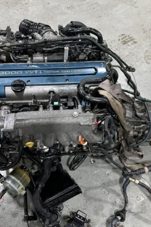 JDM Toyota 2JZ-GTE VVTi Twin Turbo Engine with Automatic Transmission & Wiring | Fits Aristo, Supra, IS300, SC300 | OEM Used Swap